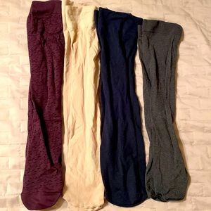 Four pairs of knee-high stretch stockings hosiery plum beige black gray socks